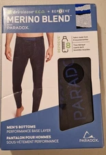 Paradox Merino Blend Base Layer Bottoms, Black Size L Fits 33-36 Waist New Boxed