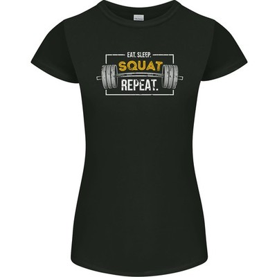 Eat Sleep Hocke Repeat Fitness Training Top Damen Petite Schnitt T-Shirt