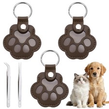 Dog Fur Storage Keychain Paw Shaped with Tweezer Dark Brown 3 Pack