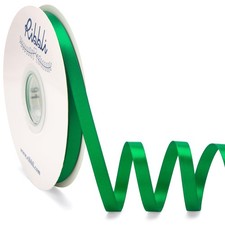 Emerald Green Satin Ribbon Double Faced Satin 3/8 Inch x Continuous 50 Yards-...