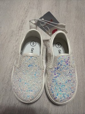 Cat & Jack Madigan Slip-On Sneakers Toddler Girls White Glitter -  Size 5