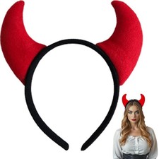KHC-KHF Halloween-Headband Devil-Headbands Plush Devil Horns Red Demon