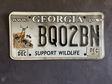 2009 Georgia license plate BQO2BN Quail Deer