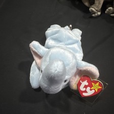 Ty Beanie Babies Peanut the Elephant Light Blue Plush w/ Heart Tag 1995 Retired