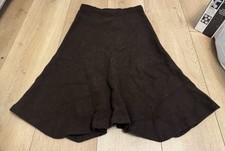 Vtg Ralph Lauren Brown Lambswool Pull On Skirt Sz Small EUC