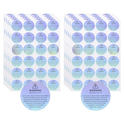 10Pcs Candle Warning Labels, 1.18 Inch Laser Silver Candles Wick Jar Warning