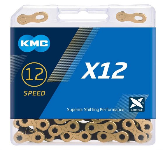 KMC X12 12 Speed Gold/Black Mountain Bike Chain 126L fit SRAM Campagnolo 