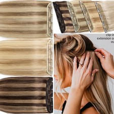 Clip In Extensions 100 Remy Human Hair One Piece Thick 3/4 Full Head Highlight