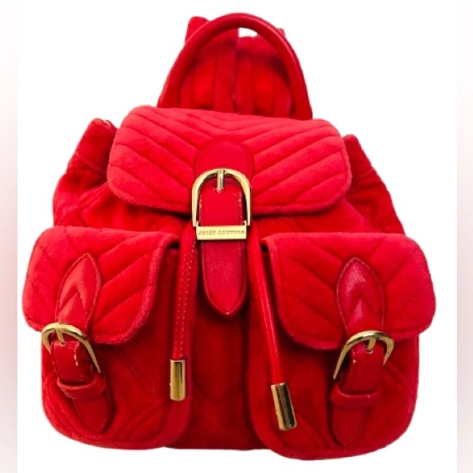 MOCHILA DE TERCIOPELO FAIRMONT FAIRYTALE 1997 VINTAGE JUICY COUTURE EN ROJO. Foto 3 de 4