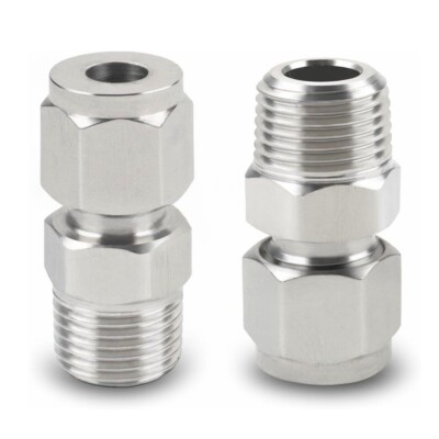 2x Stainless Steel 304 Compression Tube Fitting Adapter 3/8'' OD x 3/8'' NPT C582