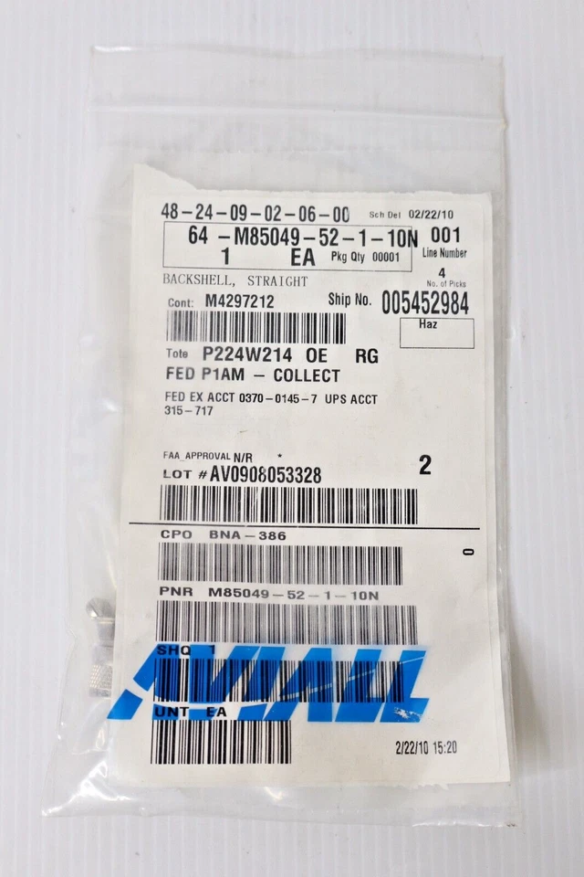 M85049/52-1-10N разъем задней панели новый - Изображение 2 из 2