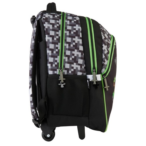 MINECRAFT TROLLEY BAG School Bag Backpack on wheels Rolling Backpack PIXEL GAME - Picture 3 of 8