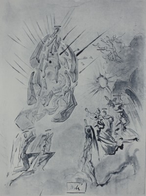 Salvador DALI: Dante Erhält Die Sicht, Original Signierte GRAVUR, DIVINE KOMÖDIE