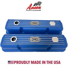 Ford Fe 390 Short Valve Covers Blue Powered By 390 Cubic - Style 1 - Ansen Usa