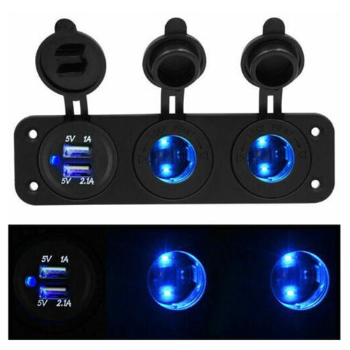 12V Power Plug 12 volt Double Adapter Cigarette Lighter Socket 2 USB Car Panel - Zdjęcie 4 z 7