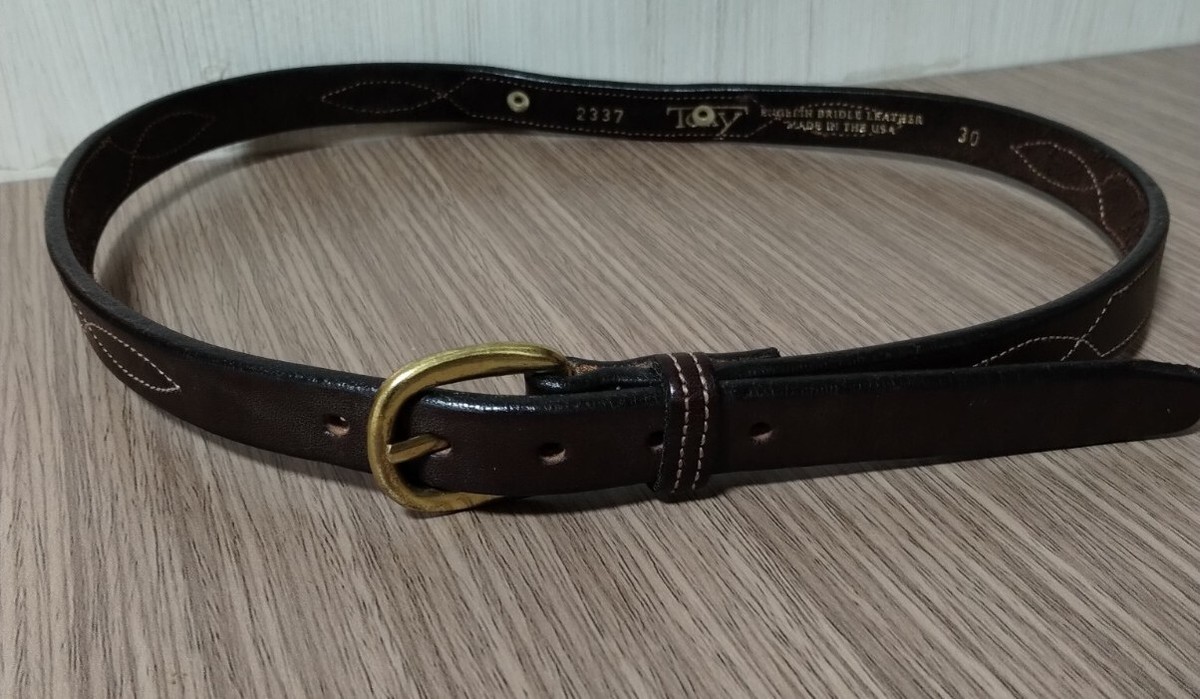 Tory | Women\'s Black English Bridle Leather Equestrian Belt Made in USA Sz 30 Tory Black Spur Buckle Belt, 24 main image 4