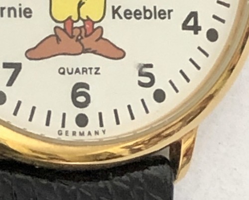 Vtg Ernie Keebler Elf Watch Germany Black Leather Band Advertising Premium - Picture 2 of 8