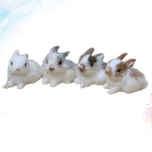  4 pièces mini jouets animaux lapin figurines miniatures mini-lapins - Photo 1/11