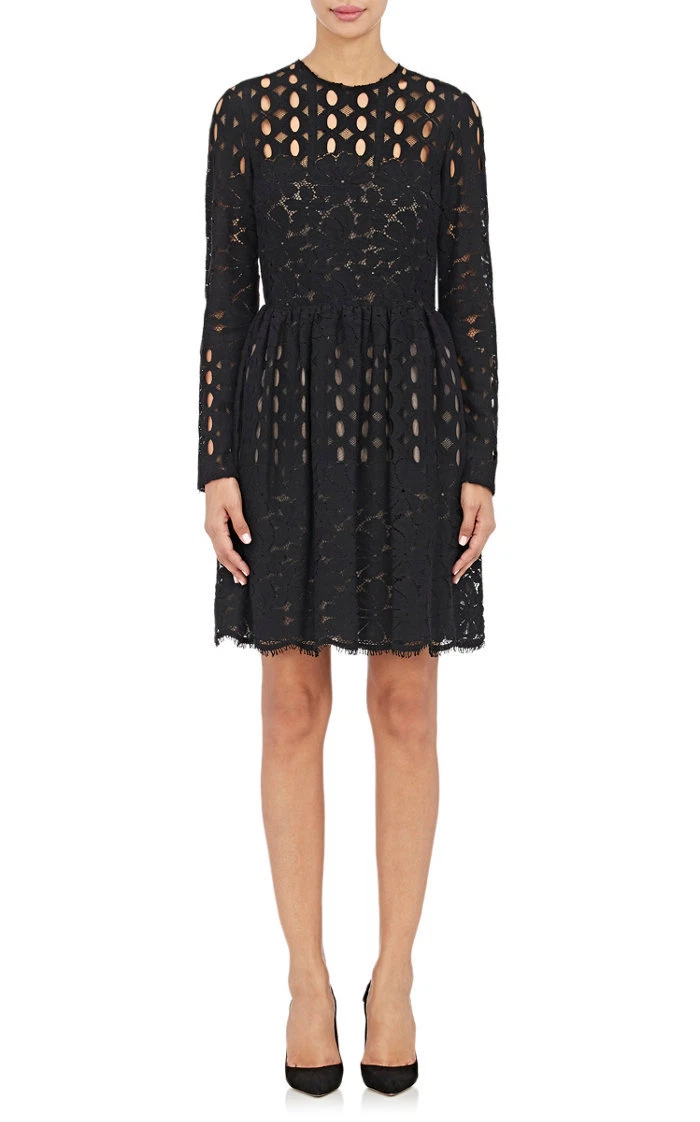 Lanvin — Lanvin NWT $4,140 Black Cotton & Silk Lace Black Evening Cocktail Dress SZ 38