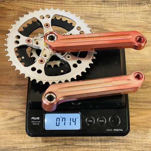 Vintage Caramba Double Barrel CNC Aluminum Crankset 175 94/58 BCD Red Ano - Picture 17 of 17