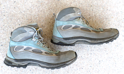 Asolo Gray and Blue Suede/Mesh Hiking Boots. Women's 9.5 | eBay