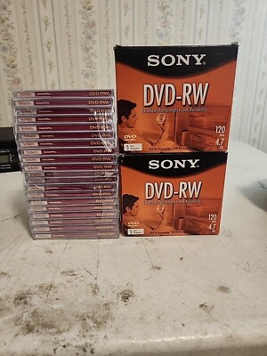 Lot of 30 SONY Verbatim DVD-RW 120min 4.7GB Rewritable DVD Discs /w Jewel Case