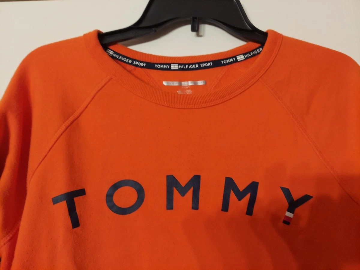 TOMMY HILFIGER SPORT CREWNECK LONG SLEEVE SWEATSHIRT ORANGE AND