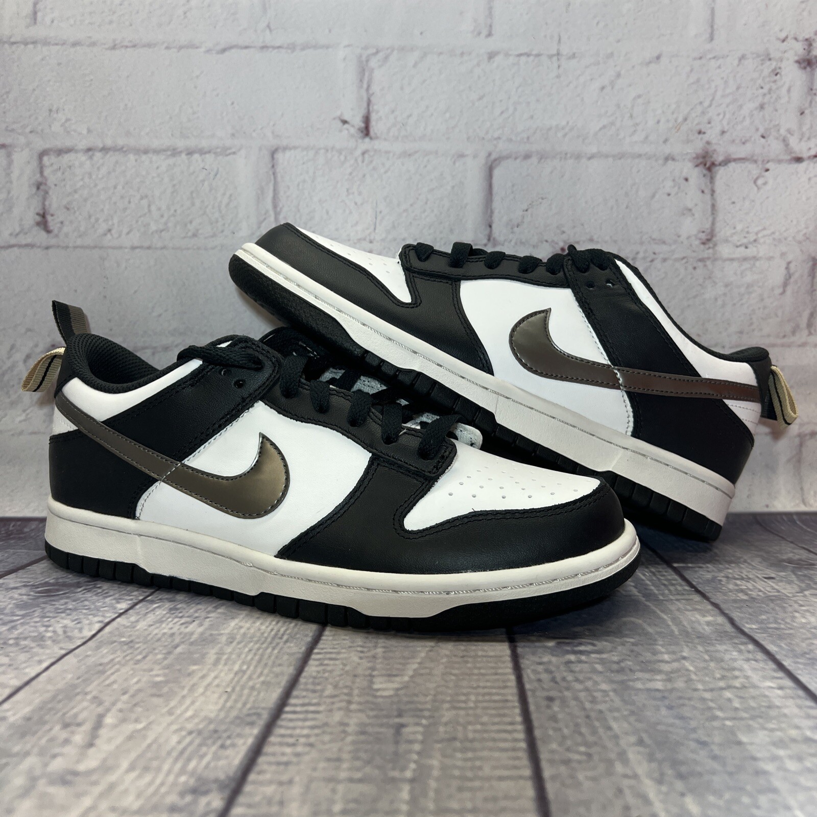 black white and silver dunks