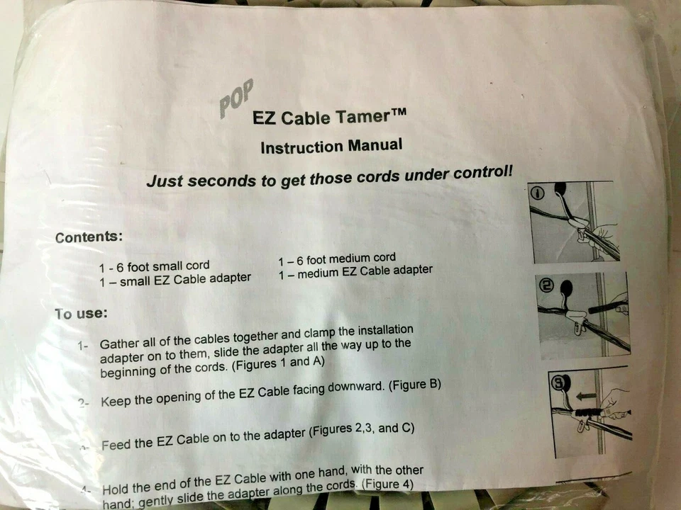 Set Of 2 EZ Cable Tamer Wire Cable Wire Organizer Cords Under Control Free Ship - Image 2 of 4
