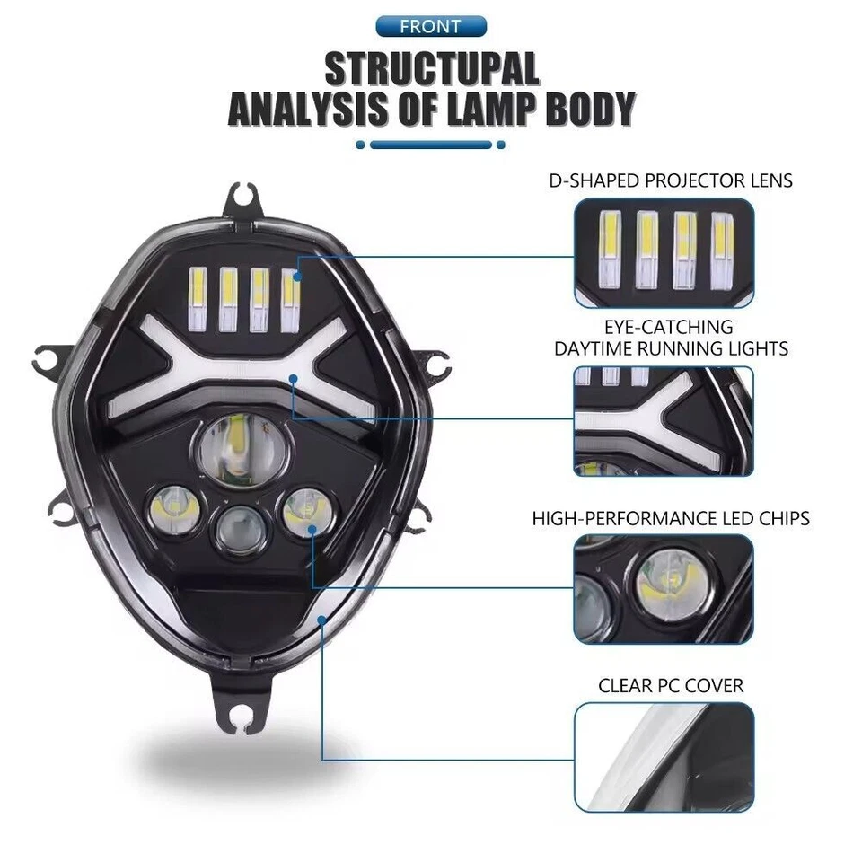 Farol LED DRL conjunto lâmpada de cabeça para Suzuki V-Strom 650 1000 DL650 DL1000 - Imagem 3 de 4