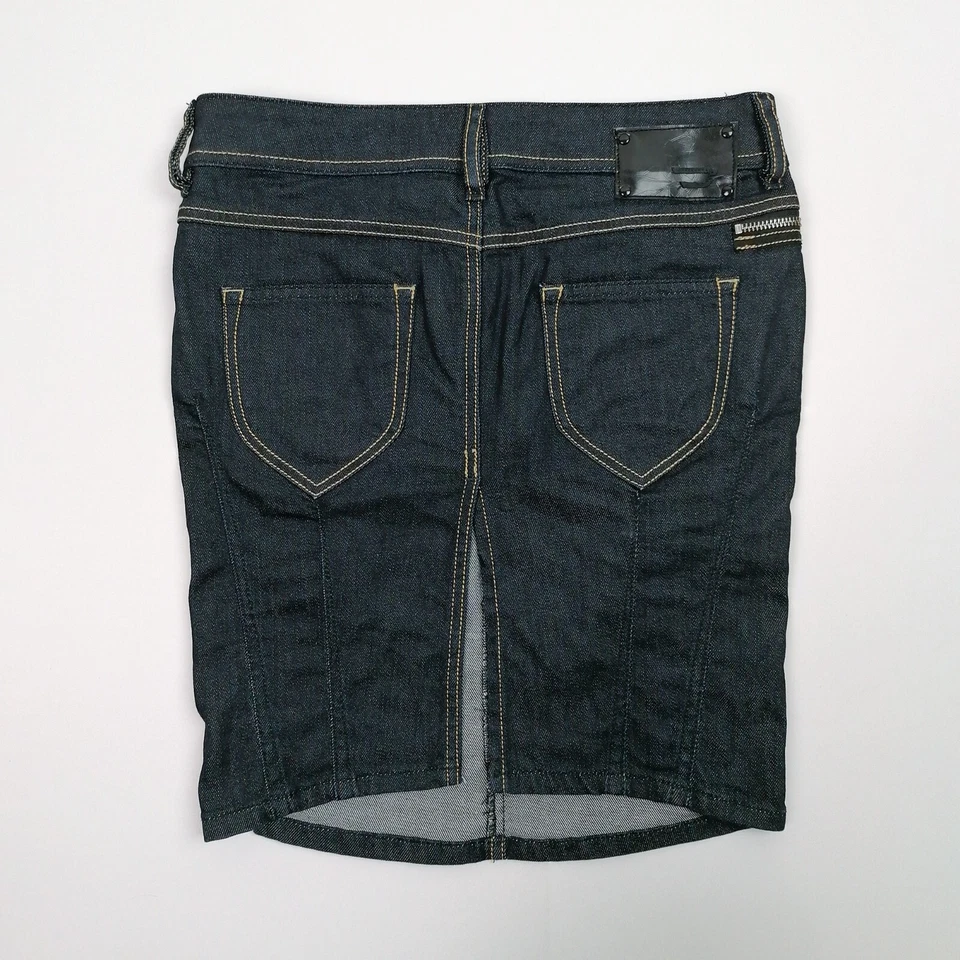 DIESEL Y2K 2000s Denim Cintura Baja Midi Falda Denim Oscuro Abertura Trasera Falda Larga Media Foto 2 de 4