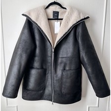Mango Shearling Lined Coat With Zip