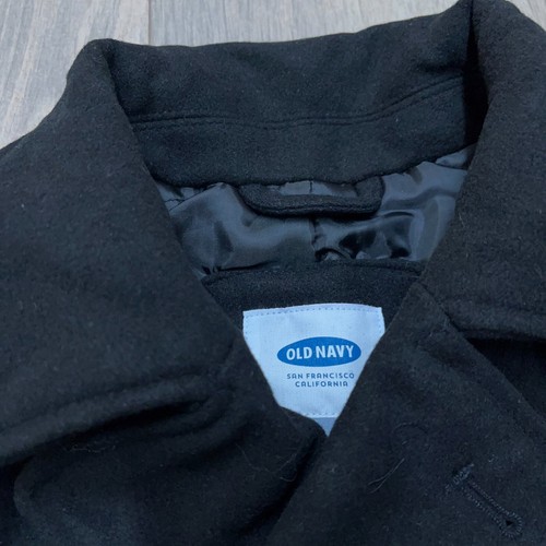 Old Navy Wool Blend Pea Coat Peacoat Double Breasted Black Men's Size Medium New - Picture 3 of 6