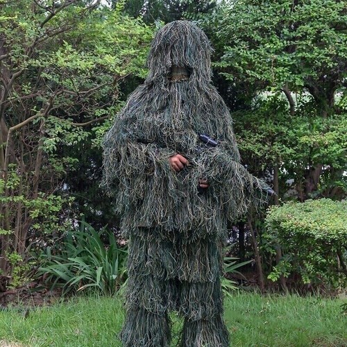 5 in 1 Ghillie Suit 3D Camouflage Hunting Apparel Jacket Hood Carry Bag Pants Me - Picture 15 of 15