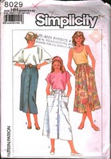 8029 Vintage Simplicity SEWING Pattern Misses 1980s Full Skirts 6 - 12 Pockets