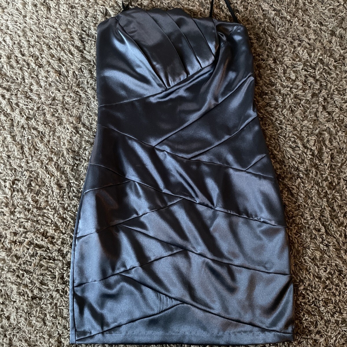 Byer California Gunmetal Strapless Silky Mini Dress Size 5 NWT | eBay