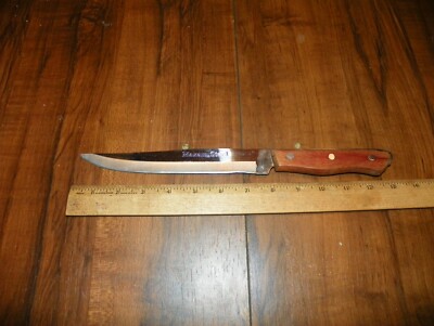 Vintage MAXAM STEEL Carving Knife - Stainless Blade w Wood Handle
