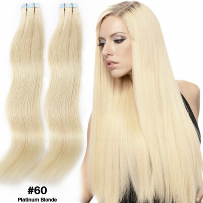 Seamless Tape In Hair Extensions Real Remy Skin Weft Highlight Blonde Human Hair