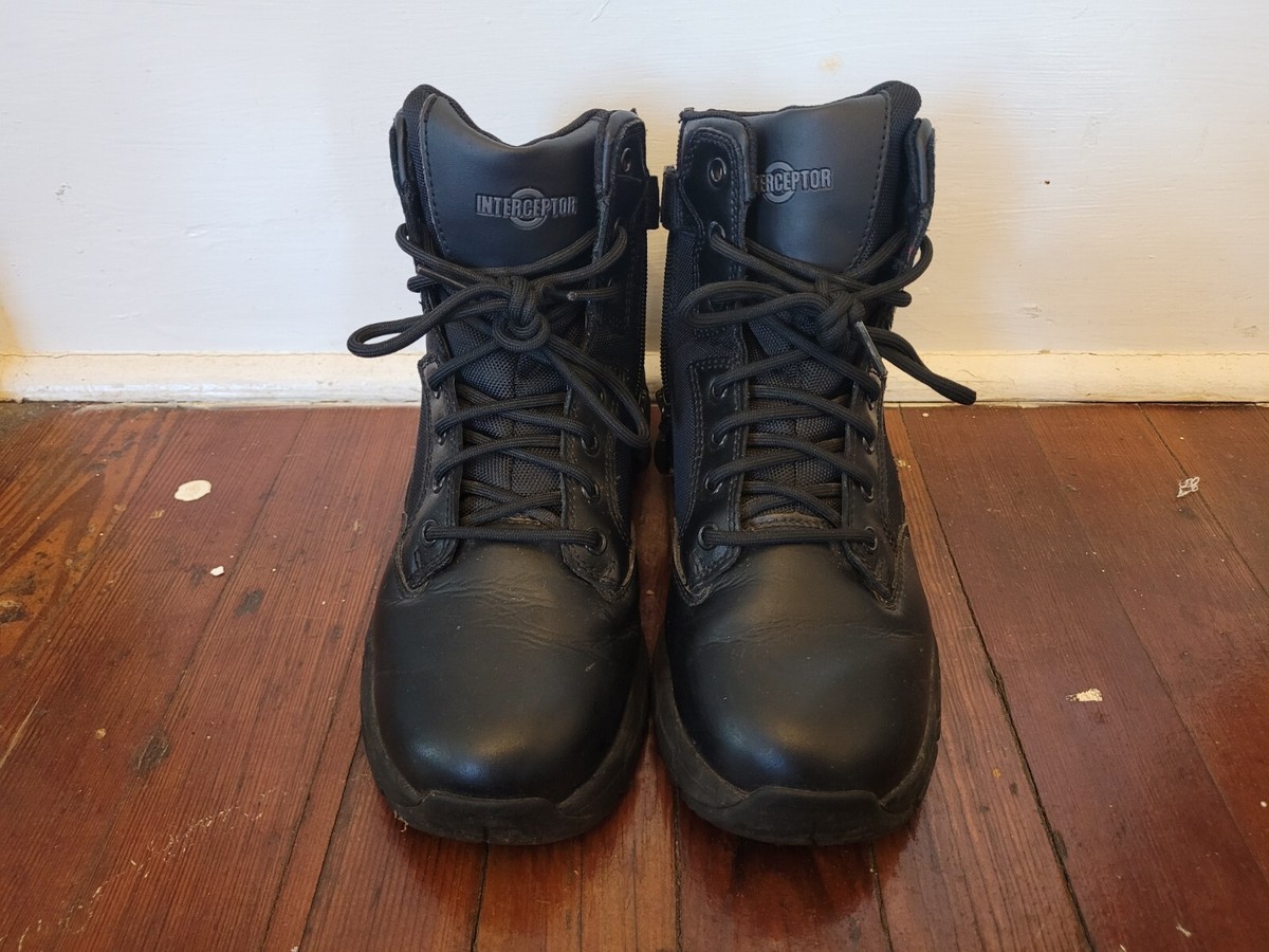Mens Size 7 Interceptor Combat Ankle Work Boots Black Leather Waterproof Interceptor Men main image 3