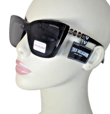 TRUE RELIGION Black 1pc Lens Cat Eye Sunglasses 4 Logos at Temples TR57983-1BB-S
