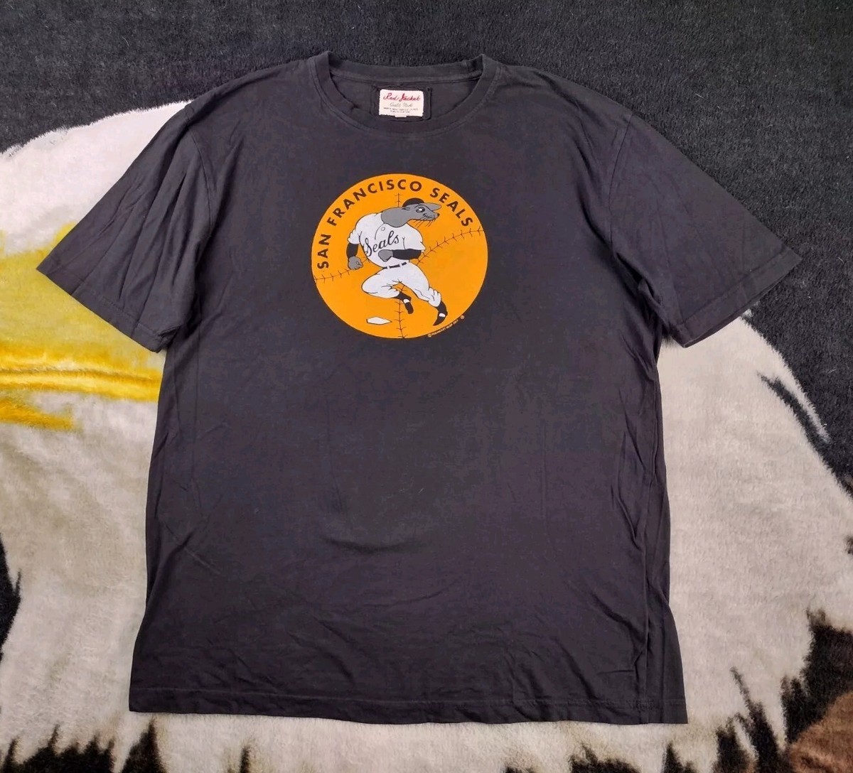 Red Jacket San Francisco SF Seals Retro Logo PCL BASEBALL T-SHIRT