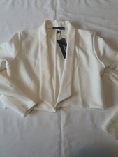 Boohoo Lapel Crop Blazer Size 12 Cream