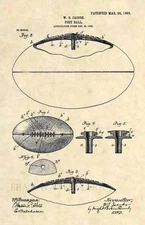 Official 1903 Football US Patent Art Print - VERY EARLY Vintage Antique NFL 435