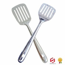 2x Stainless Steel Burger/Fish Slice Slotted Turner Spatula Kitchen Cooking Tool