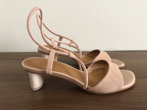 NEW COCLICO Sandals Slingbacks 37.5 Women US 7-7.5 Beige Brown Leather Heels D2