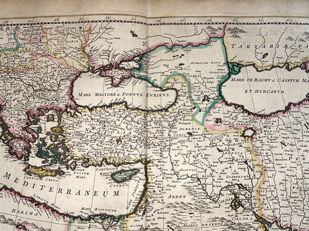TURKISH EMPIRE 1680 FREDERIK DE WIT LARGE ANTIQUE ENGRAVED MAP