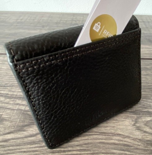 FOSSIL BLACK LEATHER CARDHOLDER & MONEY CLIP WITH RFID IDENTITY PROTECTION BNWT - Picture 2 of 7