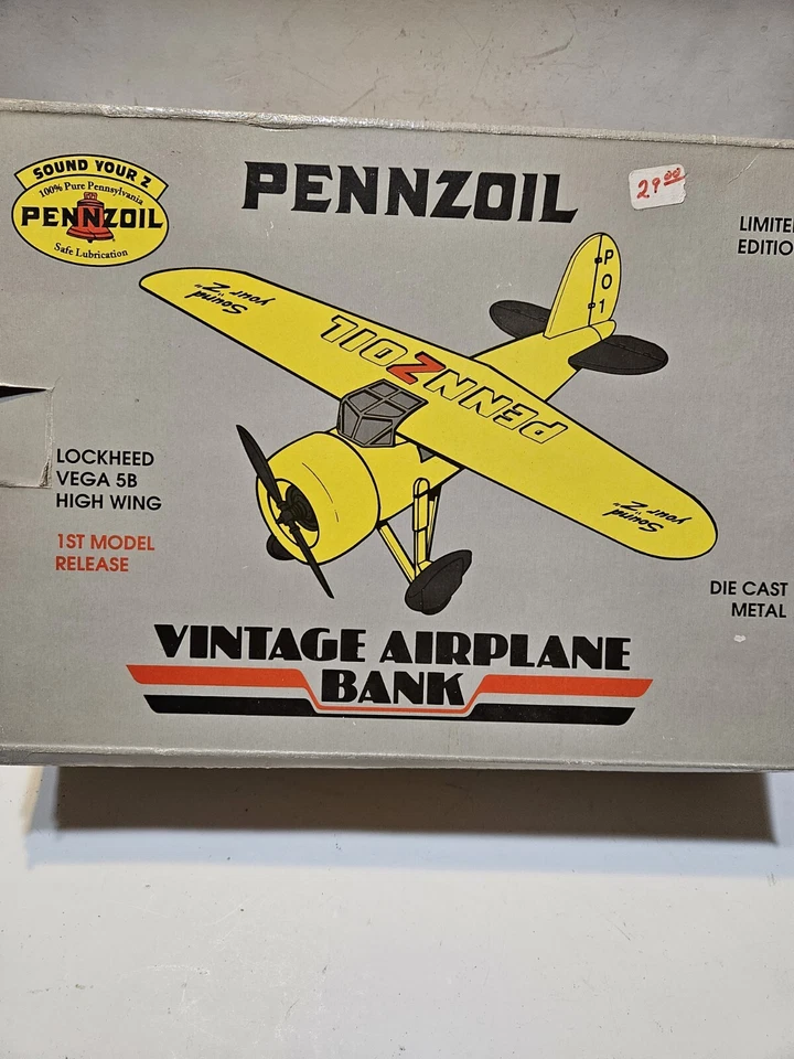 Banco de avión fundido a presión de colección Lockheed Vega 5B Pennzoil caja de ala alta edición limitada 11721☆ Foto 3 de 4