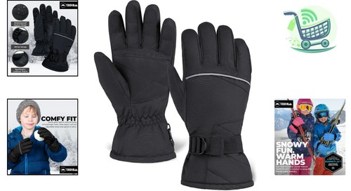Kids Waterproof Snow Gloves - Secure and Warm for Active Winter Adventures - Picture 2 of 9