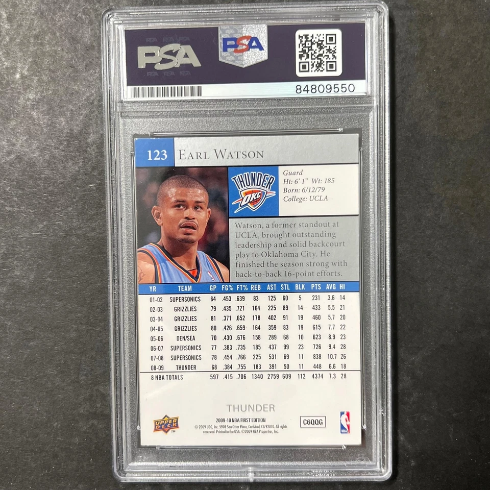 2009-10 NBA First Edition #123 Earl Watson Signed Card AUTO PSA Slabbed Thunder - Image 2 of 2